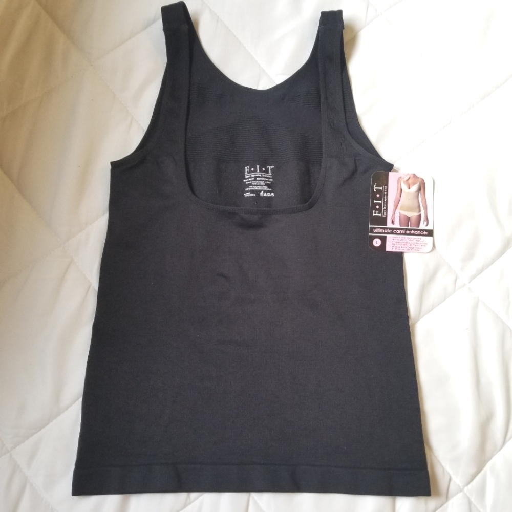 New FIT Black Ultimate Cami Enhancer Tank Large
